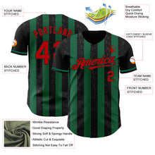 Laden Sie das Bild in den Galerie-Viewer, Uksn Individuelles Schwarz Rot-Kelly-Grün Klassischer Vertikalstreifen Flüssige Textur Authentisches Baseball-Trikot
