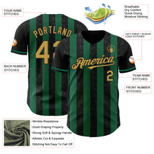 Laden Sie das Bild in den Galerie-Viewer, Uksn Individuelles Schwarz Altgold-Kelly-Grün Klassischer Vertikalstreifen Flüssige Textur Authentisches Baseball-Trikot
