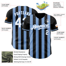 Laden Sie das Bild in den Galerie-Viewer, Uksn Individuelles Schwarz Weiß-Hellblau Klassischer Vertikalstreifen Flüssige Textur Authentisches Baseball-Trikot
