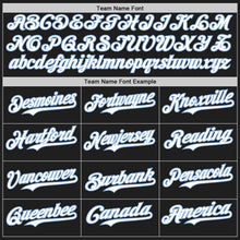Laden Sie das Bild in den Galerie-Viewer, Uksn Individuelles Schwarz Weiß-Hellblau Klassischer Vertikalstreifen Flüssige Textur Authentisches Baseball-Trikot
