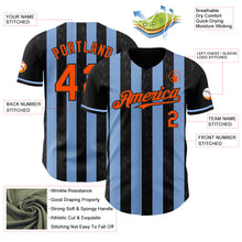 Laden Sie das Bild in den Galerie-Viewer, Uksn Individuelles Schwarz Orange-Hellblau Klassischer Vertikalstreifen Flüssige Textur Authentisches Baseball-Trikot

