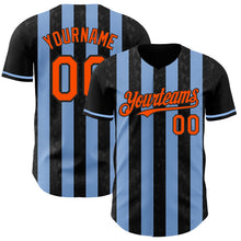 Laden Sie das Bild in den Galerie-Viewer, Uksn Individuelles Schwarz Orange-Hellblau Klassischer Vertikalstreifen Flüssige Textur Authentisches Baseball-Trikot
