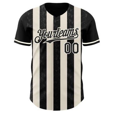 Uksn Individuelles Schwarz Creme-Creme Klassischer Vertikalstreifen Flüssige Textur Authentisches Baseball-Trikot
