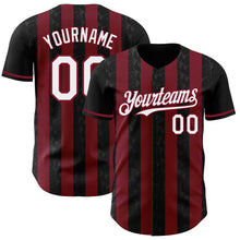 Laden Sie das Bild in den Galerie-Viewer, Uksn Individuelles Schwarz Weiß-Karmesinrot Klassischer Vertikalstreifen Flüssige Textur Authentisches Baseball-Trikot
