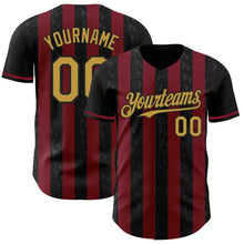 Laden Sie das Bild in den Galerie-Viewer, Uksn Individuelles Schwarz Altgold-Karmesinrot Klassischer Vertikalstreifen Flüssige Textur Authentisches Baseball-Trikot
