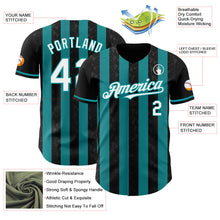 Laden Sie das Bild in den Galerie-Viewer, Uksn Individuelles Schwarz Weiß-Petrol Klassischer Vertikalstreifen Flüssige Textur Authentisches Baseball-Trikot
