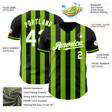 Laden Sie das Bild in den Galerie-Viewer, Uksn Individuelles Schwarz Weiß-Neongrün Klassischer Vertikalstreifen Flüssige Textur Authentisches Baseball-Trikot
