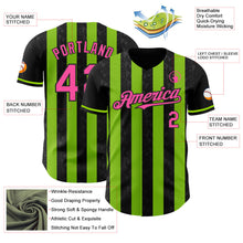 Laden Sie das Bild in den Galerie-Viewer, Uksn Individuelles Schwarz Pink-Neongrün Klassischer Vertikalstreifen Flüssige Textur Authentisches Baseball-Trikot
