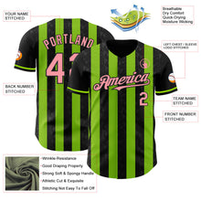 Laden Sie das Bild in den Galerie-Viewer, Uksn Individuelles Schwarz Mittelpink-Neongrün Klassischer Vertikalstreifen Flüssige Textur Authentisches Baseball-Trikot
