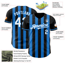Laden Sie das Bild in den Galerie-Viewer, Uksn Individuelles Schwarz Weiß-Elektrisch Blau Klassischer Vertikalstreifen Flüssige Textur Authentisches Baseball-Trikot
