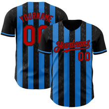 Laden Sie das Bild in den Galerie-Viewer, Uksn Individuelles Schwarz Rot-Elektrisch Blau Klassischer Vertikalstreifen Flüssige Textur Authentisches Baseball-Trikot
