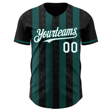 Uksn Individuelles Schwarz Weiß-Mitternachtsgrün Klassischer Vertikalstreifen Flüssige Textur Authentisches Baseball-Trikot