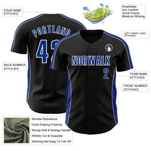 Laden Sie das Bild in den Galerie-Viewer, Uksn Individuelles Schwarz Royalblau-Weiß Klassischer Farbblock Seitenpanel-Streifen Authentisches Baseball-Trikot
