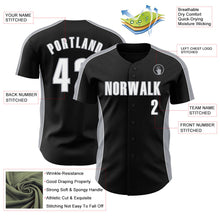 Laden Sie das Bild in den Galerie-Viewer, Uksn Individuelles Schwarz Weiß-Grau Klassischer Farbblock Seitenpanel-Streifen Authentisches Baseball-Trikot

