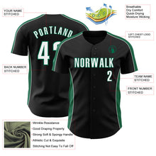Laden Sie das Bild in den Galerie-Viewer, Uksn Individuelles Schwarz Weiß-Kelly-Grün Klassischer Farbblock Seitenpanel-Streifen Authentisches Baseball-Trikot
