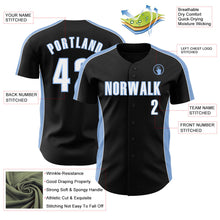 Laden Sie das Bild in den Galerie-Viewer, Uksn Individuelles Schwarz Weiß-Hellblau Klassischer Farbblock Seitenpanel-Streifen Authentisches Baseball-Trikot
