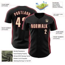 Laden Sie das Bild in den Galerie-Viewer, Uksn Individuelles Schwarz Creme-Karmesinrot Klassischer Farbblock Seitenpanel-Streifen Authentisches Baseball-Trikot
