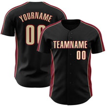Laden Sie das Bild in den Galerie-Viewer, Uksn Individuelles Schwarz Creme-Karmesinrot Klassischer Farbblock Seitenpanel-Streifen Authentisches Baseball-Trikot
