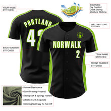 Laden Sie das Bild in den Galerie-Viewer, Uksn Individuelles Schwarz Weiß-Neongrün Klassischer Farbblock Seitenpanel-Streifen Authentisches Baseball-Trikot
