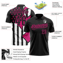 Laden Sie das Bild in den Galerie-Viewer, Uksn Individuelles Schwarz Hot Pink-Weiß 3D Pink Ribbon Brustkrebsbewusstseinsmonat Gesundheitsfürsorge für Frauen Unterstützung Funktions-Poloshirt
