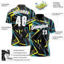Laden Sie das Bild in den Galerie-Viewer, Uksn Individuelles Schwarz Weiß-Grau 3D Bowling Funktions-Poloshirt
