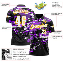 Laden Sie das Bild in den Galerie-Viewer, Uksn Individuelles Schwarz Weiß-Gold 3D Bowling Funktions-Poloshirt
