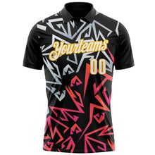 Laden Sie das Bild in den Galerie-Viewer, Uksn Individuelles Schwarz Weiß-Gold 3D Bowling Funktions-Poloshirt
