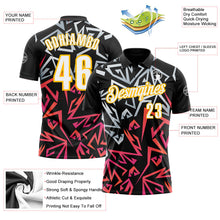 Laden Sie das Bild in den Galerie-Viewer, Uksn Individuelles Schwarz Weiß-Gold 3D Bowling Funktions-Poloshirt
