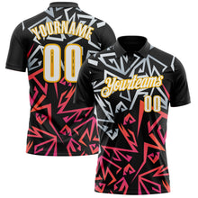 Laden Sie das Bild in den Galerie-Viewer, Uksn Individuelles Schwarz Weiß-Gold 3D Bowling Funktions-Poloshirt
