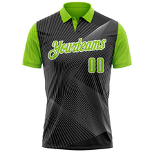 Laden Sie das Bild in den Galerie-Viewer, Uksn Individuelles Schwarz Neongrün-Weiß 3D-Bowling Linien Funktions-Poloshirt
