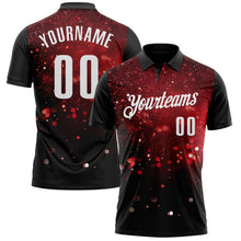 Laden Sie das Bild in den Galerie-Viewer, Uksn Individuelles Schwarz Rot-Weiß 3D-Bowling leuchtende Sterne Funktions-Poloshirt
