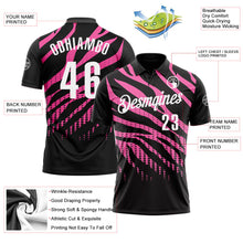 Laden Sie das Bild in den Galerie-Viewer, Uksn Individuelles Schwarz Pink-Weiß 3D-Bowling Punkte Funktions-Poloshirt
