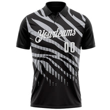 Laden Sie das Bild in den Galerie-Viewer, Uksn Individuelles Schwarz Grau-Weiß 3D-Bowling Punkte Funktions-Poloshirt
