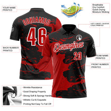Laden Sie das Bild in den Galerie-Viewer, Uksn Individuelles Schwarz Rot-Weiß 3D-Bowling Farbspritzer Funktions-Poloshirt

