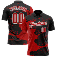 Laden Sie das Bild in den Galerie-Viewer, Uksn Individuelles Schwarz Rot-Weiß 3D-Bowling Farbspritzer Funktions-Poloshirt
