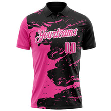 Laden Sie das Bild in den Galerie-Viewer, Uksn Individuelles Schwarz Pink-Weiß 3D-Bowling Farbspritzer Funktions-Poloshirt
