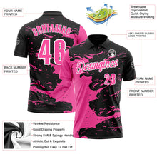 Laden Sie das Bild in den Galerie-Viewer, Uksn Individuelles Schwarz Pink-Weiß 3D-Bowling Farbspritzer Funktions-Poloshirt
