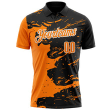 Laden Sie das Bild in den Galerie-Viewer, Uksn Individuelles Schwarz Bay Orange-Weiß 3D-Bowling Farbspritzer Funktions-Poloshirt
