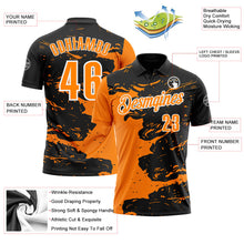 Laden Sie das Bild in den Galerie-Viewer, Uksn Individuelles Schwarz Bay Orange-Weiß 3D-Bowling Farbspritzer Funktions-Poloshirt
