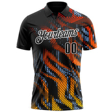 Laden Sie das Bild in den Galerie-Viewer, Uksn Individuelles Schwarz Hellblau-Weiß 3D-Bowling geometrische Form Funktions-Poloshirt
