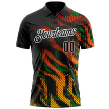Laden Sie das Bild in den Galerie-Viewer, Uksn Individuelles Schwarz Grasgrün-Weiß 3D-Bowling geometrische Form Funktions-Poloshirt
