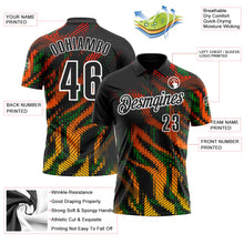 Laden Sie das Bild in den Galerie-Viewer, Uksn Individuelles Schwarz Grasgrün-Weiß 3D-Bowling geometrische Form Funktions-Poloshirt
