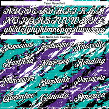 Laden Sie das Bild in den Galerie-Viewer, Uksn Individuelles Schwarz Violett-Aqua 3D-Bowling abstrakte Grunge-Kunst Funktions-Poloshirt
