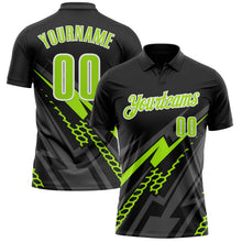 Laden Sie das Bild in den Galerie-Viewer, Uksn Individuelles Schwarz Neongrün-Weiß 3D-Bowling geometrische Form Funktions-Poloshirt
