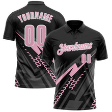 Laden Sie das Bild in den Galerie-Viewer, Uksn Individuelles Schwarz Hellrosa-Weiß 3D-Bowling geometrische Form Funktions-Poloshirt
