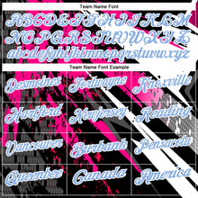 Laden Sie das Bild in den Galerie-Viewer, Uksn Individuelles Schwarz Hellblau-Pink 3D-Bowling Farbspritzer Funktions-Poloshirt
