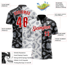 Laden Sie das Bild in den Galerie-Viewer, Uksn Individuelles Schwarz Rot-Weiß 3D Bowling Funktions-Poloshirt

