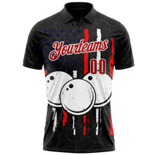 Laden Sie das Bild in den Galerie-Viewer, Uksn Individuelles Schwarz Rot-Weiß 3D Bowling Funktions-Poloshirt
