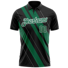 Laden Sie das Bild in den Galerie-Viewer, Uksn Individuelles Schwarz Kelly-Grün-Weiß 3D-Bowling Linienform Funktions-Poloshirt
