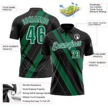 Laden Sie das Bild in den Galerie-Viewer, Uksn Individuelles Schwarz Kelly-Grün-Weiß 3D-Bowling Linienform Funktions-Poloshirt
